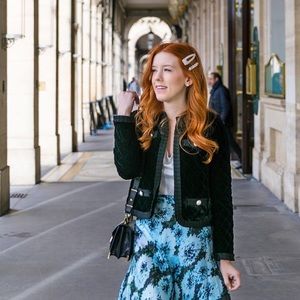 Claudie Pierlot Black Quilted Velvet Blazer NWT